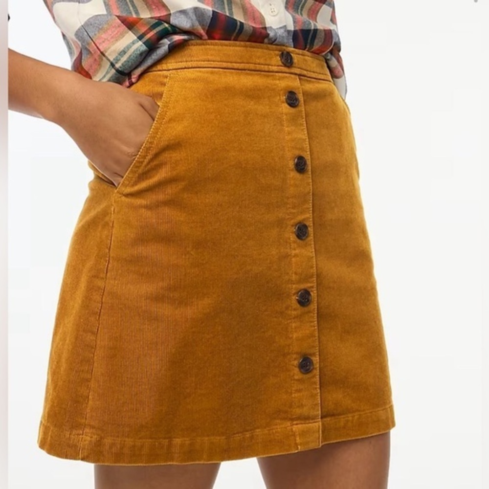 J.Crew Corduroy Button-Front Mini Plus Sz 24 – Buttery Mustard Yellow Gold Fall
